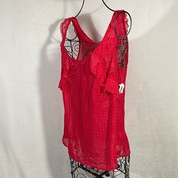 Old Navy pink polka dot chiffon top size M - Picture 6 of 8